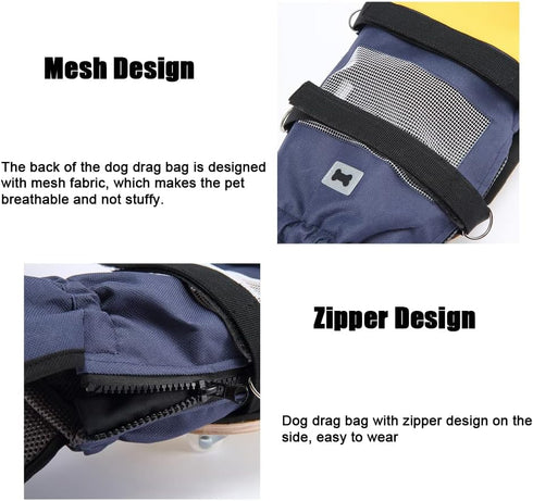 Dog Drag Bag, Wheelchair Alternative for Paralyzed Dogs with Wooden Scooter for Indoor and Outdoor Use (Yellow, S)