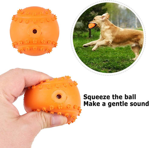 PrimePets Dog Treat Ball, 4 Pack Interactive Food Dispensing Puzzle Toy, Non-Toxic Rubber for Chewing