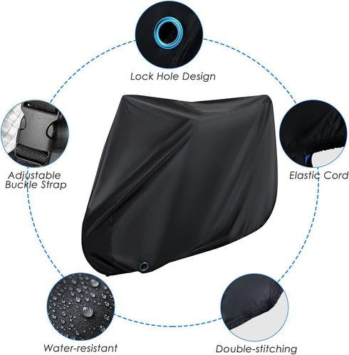 Outdoor Waterproof Bicycle Cover with Lock Hole, Dust Wind Snow Proof Bike Storage for Mountain Bike