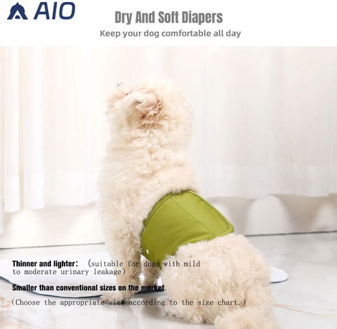 AIO (3 Pack) Washable Reusable Dog Diapers Male Breathable Belly Bands for Male Dogs Diapers with Nappy Dog Wrap