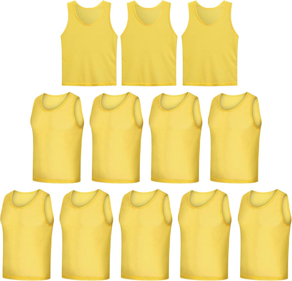 12 Pack Scrimmage Vest/Team Training Jerseys/Sports Pinnies/Practice Jerseys/Soccer Bibs with Carry Bag