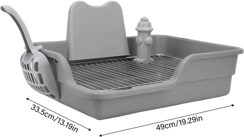 Durable Stainless Steel Dog Potty Tray for Small & Medium Breeds - Grey/Yellow