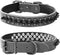 Adjustable Genuine Leather Spiked Studded Dog Collars for Small Medium Large Pets like Pit Bull, Bulldog, Pugs (S,