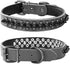 Adjustable Genuine Leather Spiked Studded Dog Collars for Small Medium Large Pets like Pit Bull, Bulldog, Pugs (S,