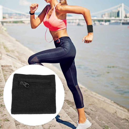 Sports Wristband, Zipper Workout Wallet Gym Wrist Bag for Running, Cycling, Breathable Pocket for Keys