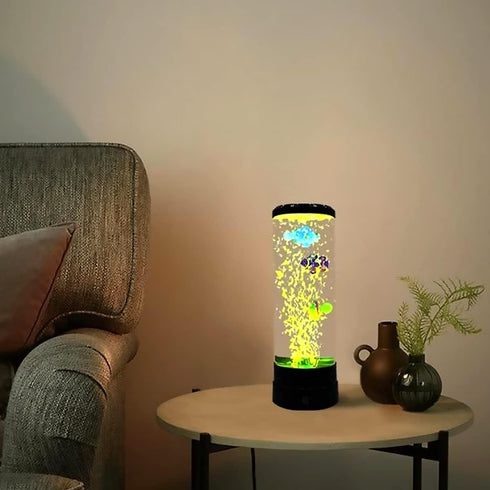 Janoiuc LED Fish Lamp Kit, Multi-Color Changing Aquarium Tank Night Light, Decorative Simulated Fish Bubble Table Lamp