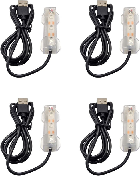 Flylin 4PCs 5V USB Aquarium Light, Small LED Lighting Lamp for Desktop Fish Tank Indoor Water Garden (Colorful)