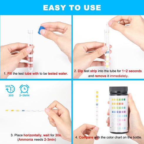 8 in 1 Aquarium Test Kit - Accurate Water Quality Testing Strips for Fish Tank (100 Strips)