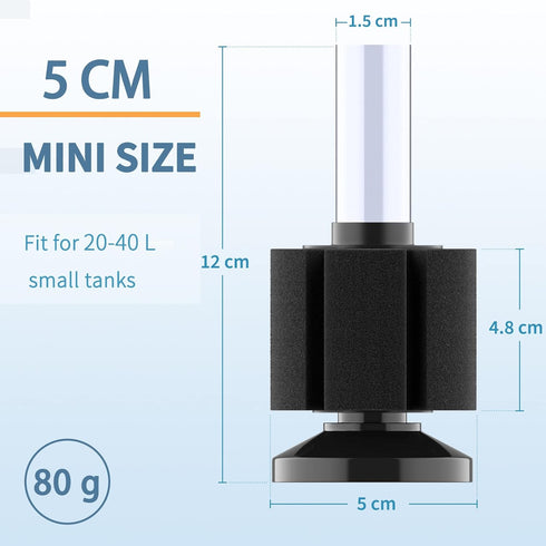 Pawfly Aquarium Nano Bio Sponge Filter, Quiet Foam Filter for Betta Fry Shrimp and Small Fish Tank up to 10 Gallon