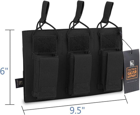 KRYDEX Triple/Double/Single Open-Top Mag Pouch for 5.56 .223 Magazine with 1911 HK45 Glock 9mm Pouch