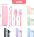 Reusable Travel Utensils Set with Case, 6 Sets Wheat Straw Portable Cutlery, Eco-Friendly BPA Free for Kids Adults