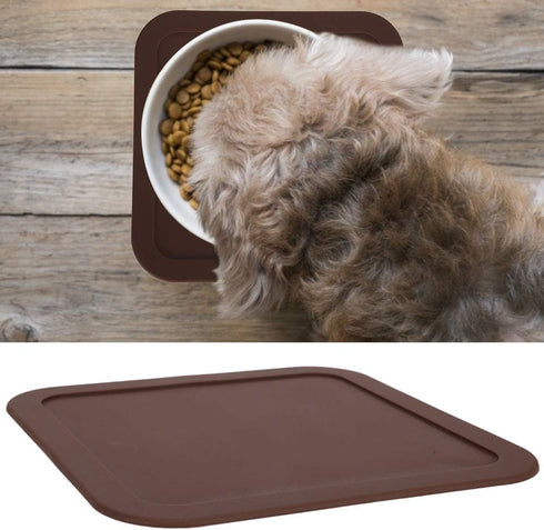 8.6x8.6 Inches Non-Slip Silicone Pet Feeding Mat for Cats and Dogs, Dog Bowl Mat with Raised Edge, Spill Proof Placemat