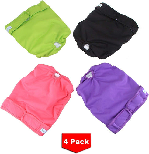 4pcs Teamoy Washable Female Dog Diapers, Reusable Doggie Diaper Wraps for Female Dogs, Super-Absorbent and Comfortable