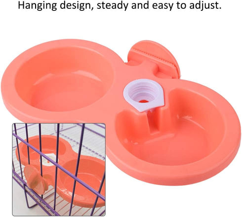 Double Dog Bowls, Dual Pets Hanging Pet Bowl for Food and Water Feeder, Plastic for Small Medium Dogs Cats