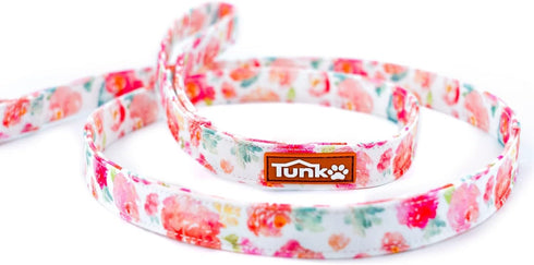 Floral Dog Leash with Soft Comfy Cotton Handle for Small Medium Large Dogs - Daily Walking (Gouache, M)