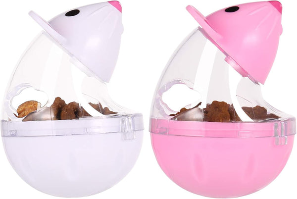 2Pcs Cat Treat Dispenser Toy, Mouse Shape Interactive Toy and Food Dispenser for Pet, Increases IQ