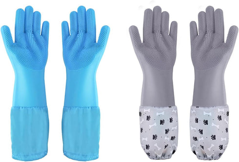 Pet Grooming Gloves Pet Hair Remover, Silicone Heat Resistant Cleaning Gloves with High-Density Teeth for Dogs