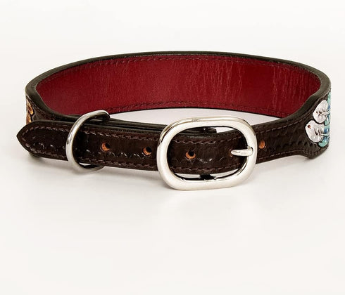 HILASON Brown Large Strong Genuine Leather Dog Collar | Painted Large | Leather Dog Collar | Dog Collar