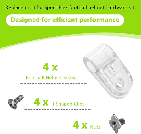 Football Helmet Clips Screws Nuts Compatible with Schutt F7 & Riddell Multiple Sports Helmet,Use for Repairing Baseball, Softball Soccer and More Youth Football Helmet Facemask Hardware Kit