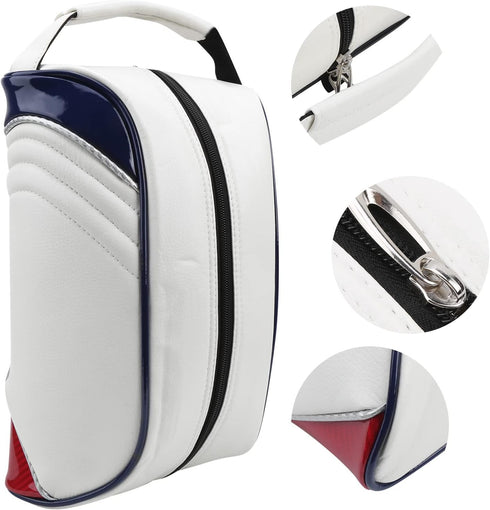 Qiilu White PU Leather Shoe Bag, Dustproof Storage Carrier Bag for Home Travel
