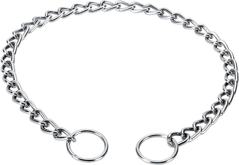 Adjustable Dog Collar Slip Metal Chewproof P Collar, Heavy Chain Training Choke Collar for Small Medium Large Dogs