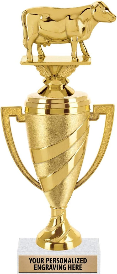 Crown Awards Dairy Cow Trophy, 11" Gold Cup Dairy Cow Trophies with