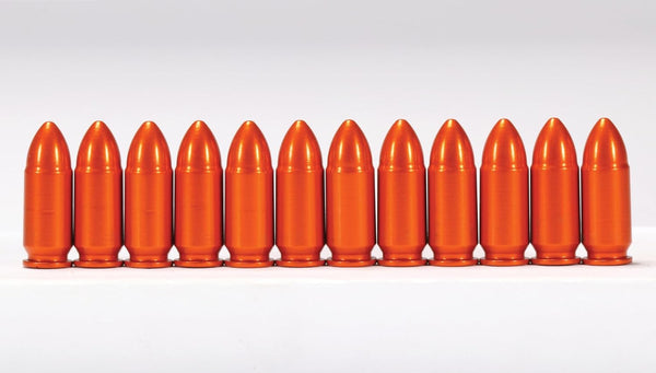 A-ZOOM 9MM Luger SNAP Cap, Orange, 12PK