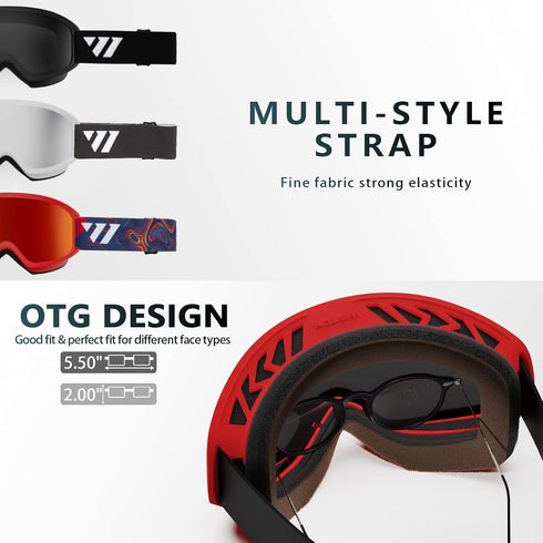 WISTON Ski Goggles, OTG Snow/Snowboard Goggles for Men, Women & Youth, 100% UV Protection