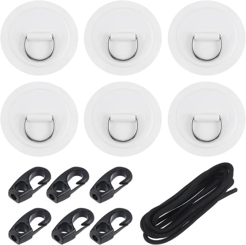 PATIKIL D-Ring Patch - Stainless Steel D-Ring PVC Patch Pad with Elastic Cords and Hooks for Inflatable Boat Paddle