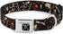 Buckle-Down Dog Collar, Seatbelt Buckle Pirates Skulls Scattered Black Tan Red, 18 to 32 Inches, 1.5 Inch Wide