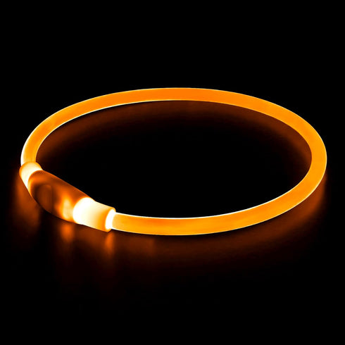 Led Dog Collar, BSEEN USB Rechargeable Flash Necklace Light for Small Medium Large Dogs, Orange