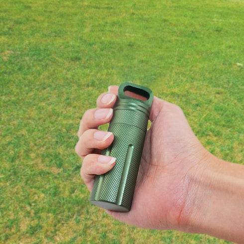 SENHAI Air-Tight EDC Accessory Case | Waterproof Pill Capsule Fob Bottle, 2 Pack Aluminum Outdoor Dry Containers