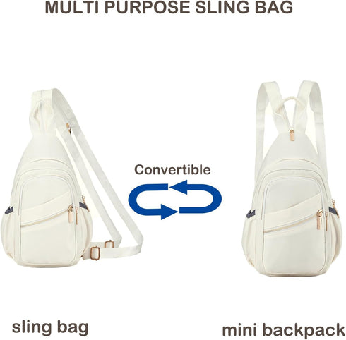 Backpack Backpack Daypack Xsecnua Small Crossbody Sling Bag for Women, Mini Sling Convertible Chest Bag for Travel
