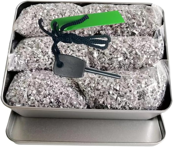 Magnesium Fire Starter Kit with Ferro Rod, 6/12/18 Bags Pre-Shaved Magnesium + 4 x 50mm Ferro Rod, Emergency Survival