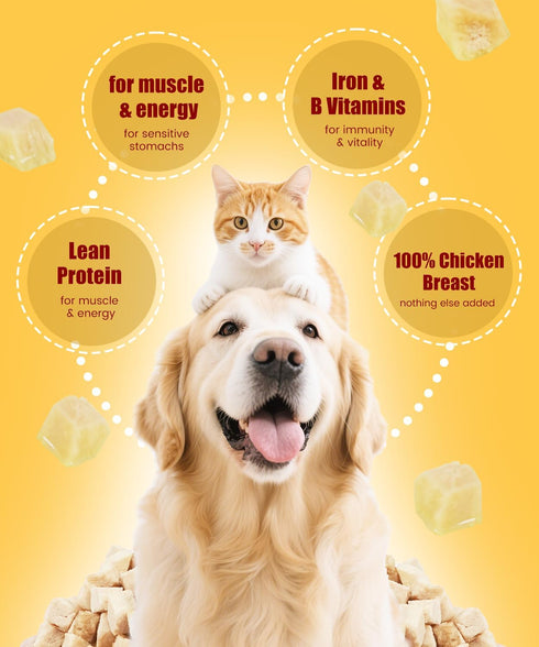 4.6oz Freeze Dried Chicken Dog Treats Cat Treats, Single Ingredient Raw Chicken Pet Treats, Food Topper, Training