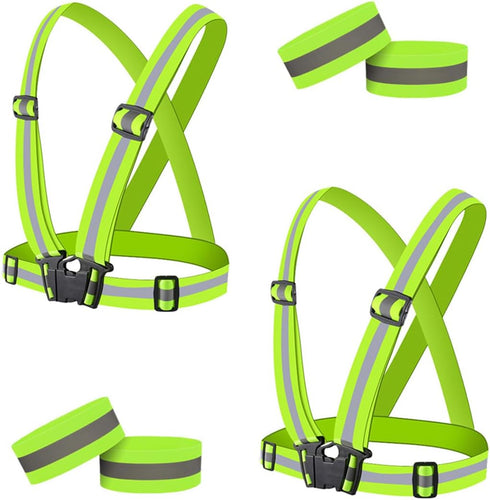 Reflective Vest, 2pcs Adjustable High Visibility Safety Vest with 4pcs Reflective Armbands for Outdoor Activities