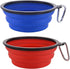 Large Collapsible Dog Bowls, 34oz Travel Water Food Bowls, Portable Foldable Dishes with Carabiner Clip, 2 Pack