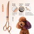 Rose Gold Titanium Curved Dog Grooming Scissors 8'' - Downward 30° with Jewelled Screw, Professional Trimming Shears