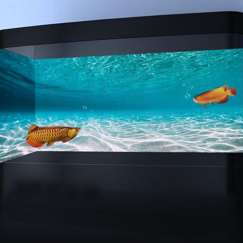 30X18IN Natural Undersea Aquarium Background, Beach Fish Tank Background with 8 EVA Double-Sided Tape
