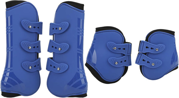 Horse Sport Boots Set of 4, PU Shell Front and Hind Tendon Fetlock Brace Guard Boots for Riding