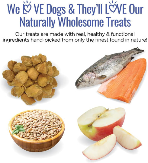 All Natural Dog Treats, Trout & Apple, Soft, Grain Free, Human-Grade, 5oz Bag for Dogs & Puppies