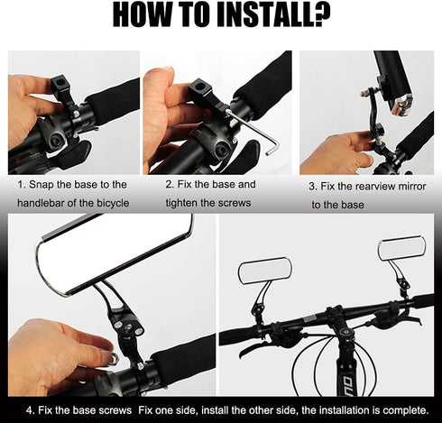 Handlebar Rearview Bike Mirrors, 2 Pack for Electric, Mountain, and Fixed Gear Bikes (Black)