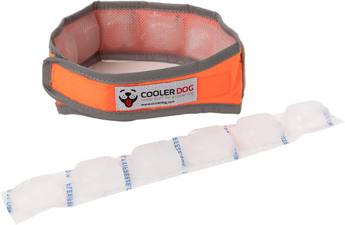 Hi-Vis Dog Cooling Collar, Orange Reflective Re-Freezable Ice Collar (Medium)