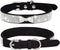 Haoyueer Rhinestone Dog Collar | Cute Dazzling Soft Suede Leather Collar for Dogs and Cats (S, Black-2)