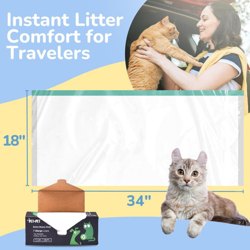 PET N PET Extra Large Cat Litter Box Liners, 7 Count, Heavy Duty Leak Resistant with Drawstring Closure