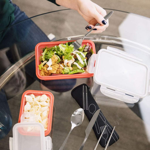 Reusable Travel Utensils with Case, Fork, Spoon & Knife Set with Optional Reusable Straws for Office & Camping