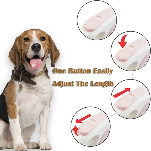Pink Retractable Dog Leash, 10 ft for Small and Medium Dogs and Cats, One Button Brake, Pause, Lock by LFCXHTY