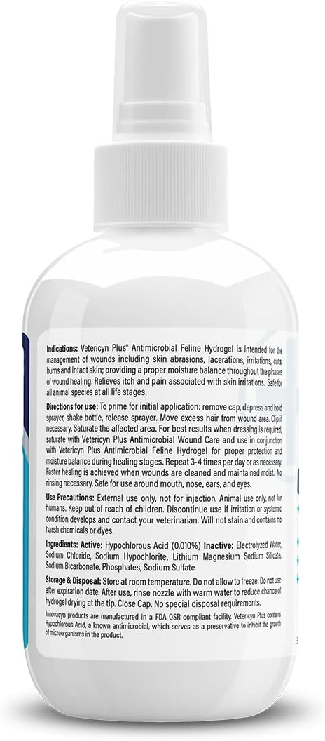 3 Vetericyn Plus Cat Wound Care Hydrogel Spray | Feline Healing Aid and Wound Protectant, Sprayable Gel to Relieve Cat