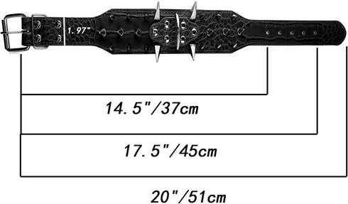 New Spiked Dog Collar, Protecting Neck from Biting, Spiked Studded Pet Collar for Small Dogs, 2" Width, Black (Fits