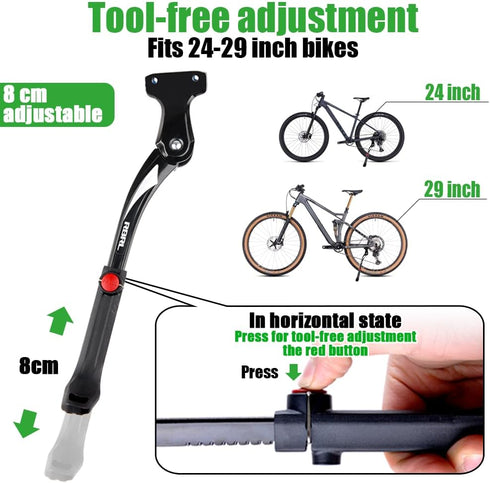 RBRL Bike Kickstand, Aluminium Alloy Adjustable Bicycle Stand for 24''-29'' Mountain Bike/Road Bike